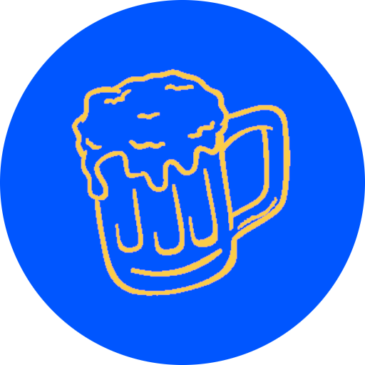 Choppe de bière illustrée par Mika-L, sur fond bleu